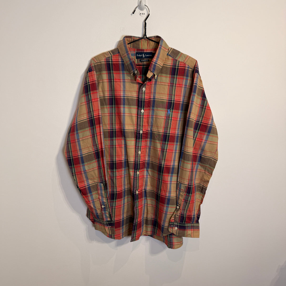 Ralph Lauren Men’s Classic Fit Retro Color Plaid Oxford Shirt – P662