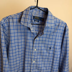 Ralph Lauren Men’s Jacquard Blue Plaid Shirt – P664
