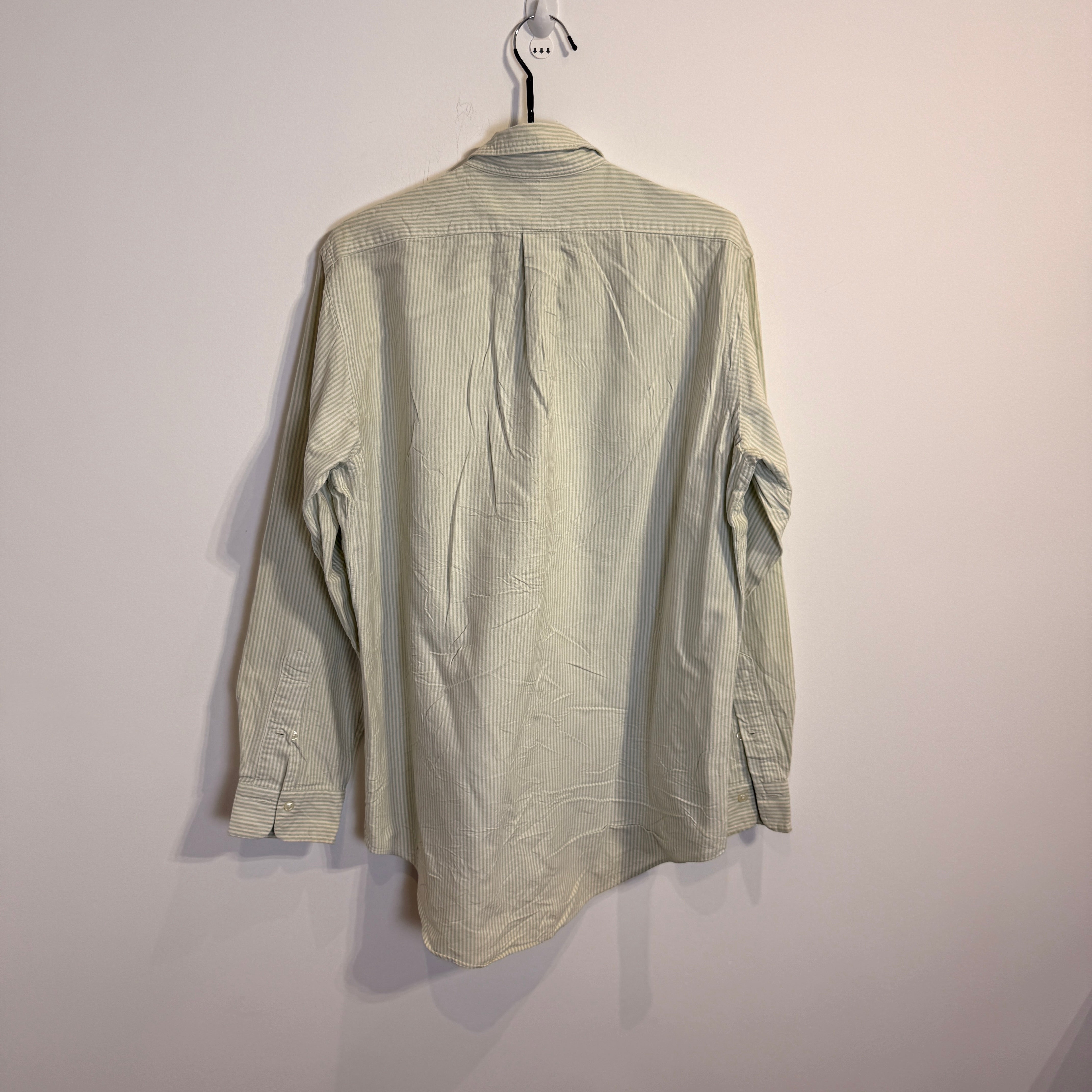 Ralph Lauren Men’s Light Green and White Stripe Oxford Shirt – P665