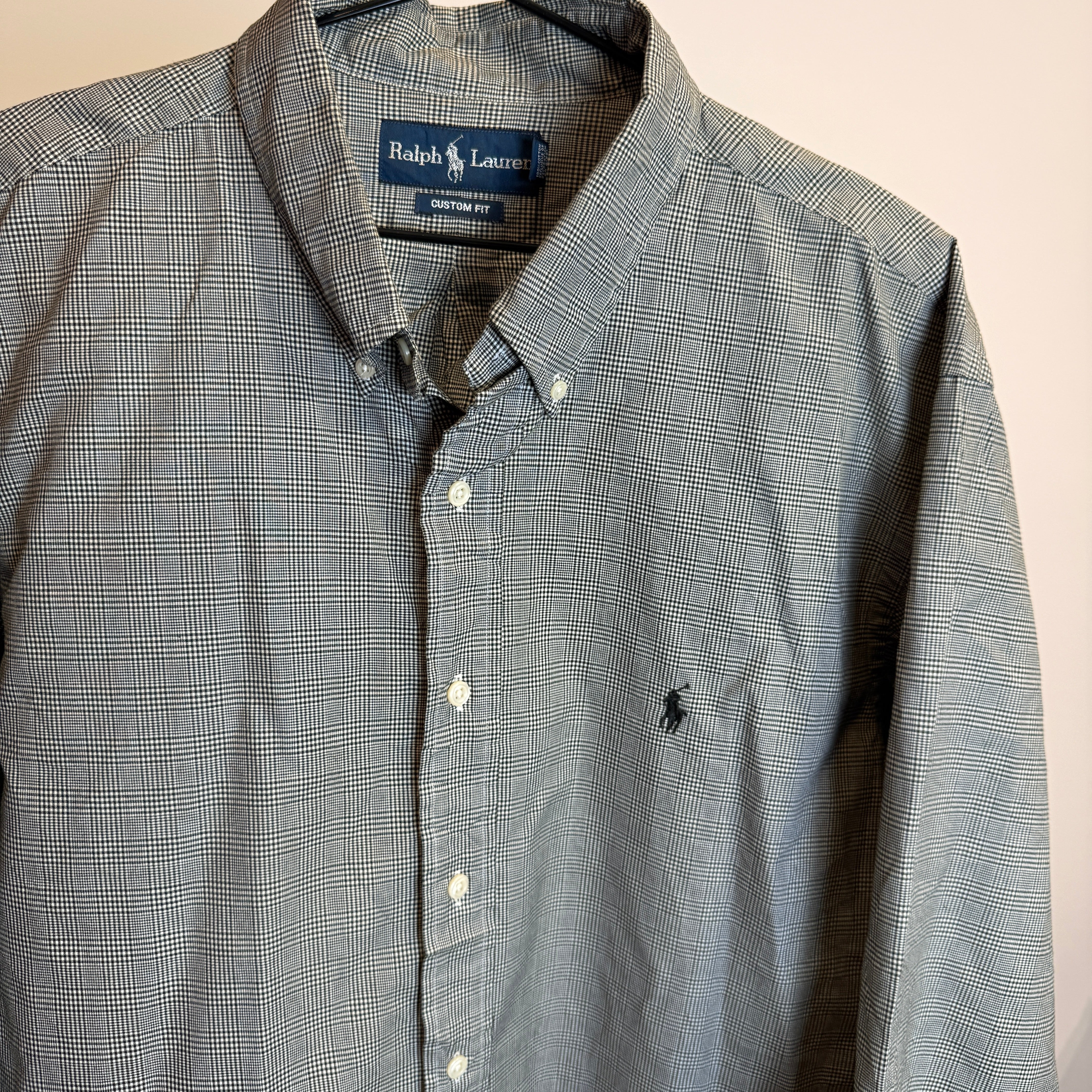 Ralph Lauren Men’s Gray Grid Pattern Oxford Shirt – P668