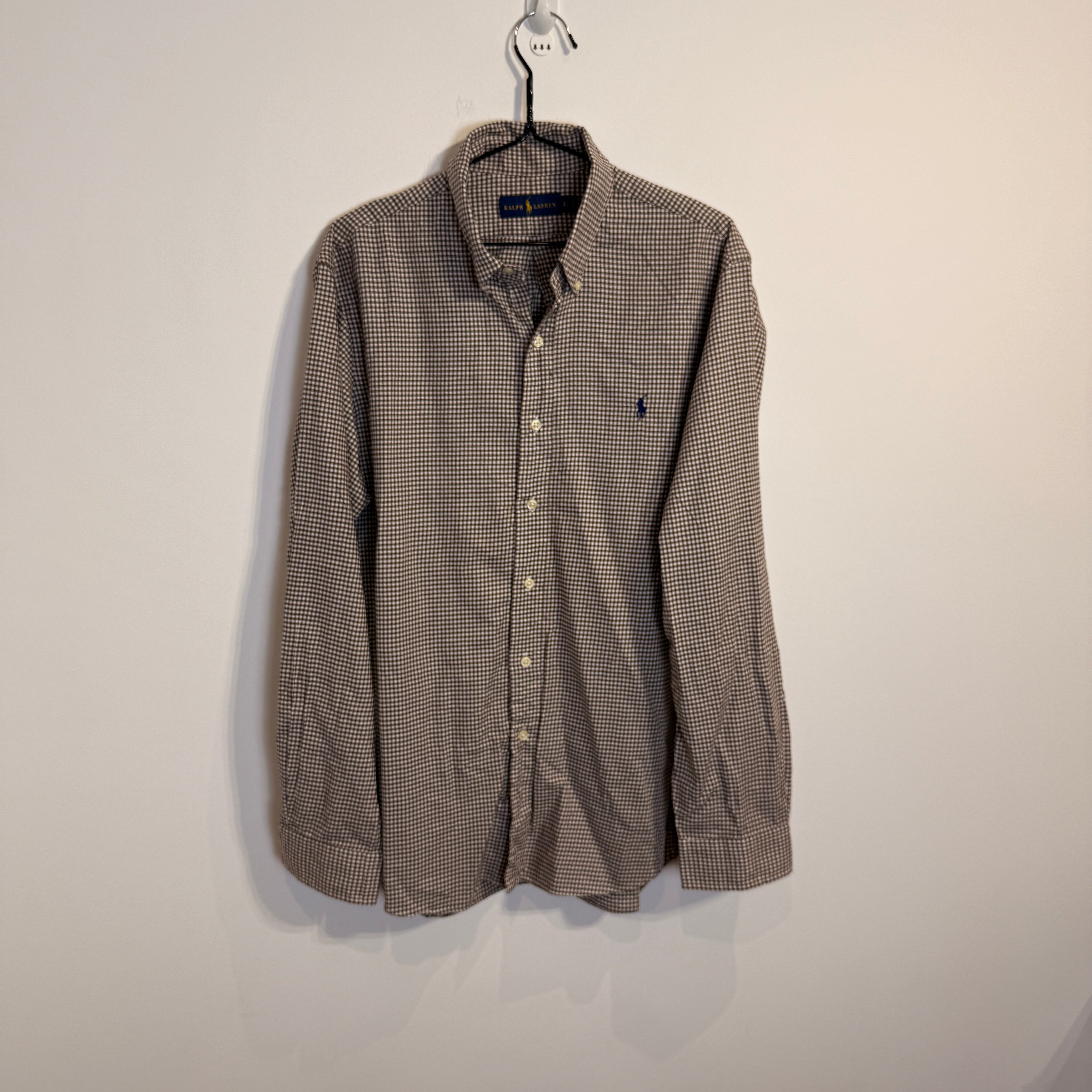 Ralph Lauren Men’s Brown Grid Pattern Oxford Shirt – P670