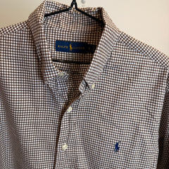 Ralph Lauren Men’s Brown Grid Pattern Oxford Shirt – P670