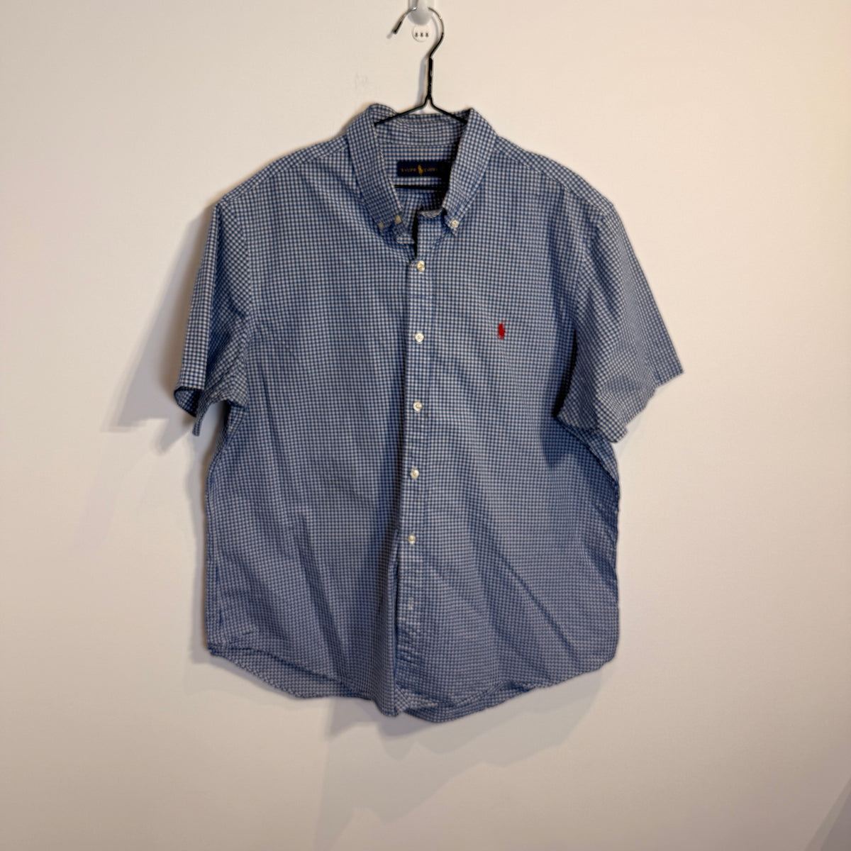 Ralph Lauren Men’s Blue Grid Oxford Short Sleeve Shirt – P671