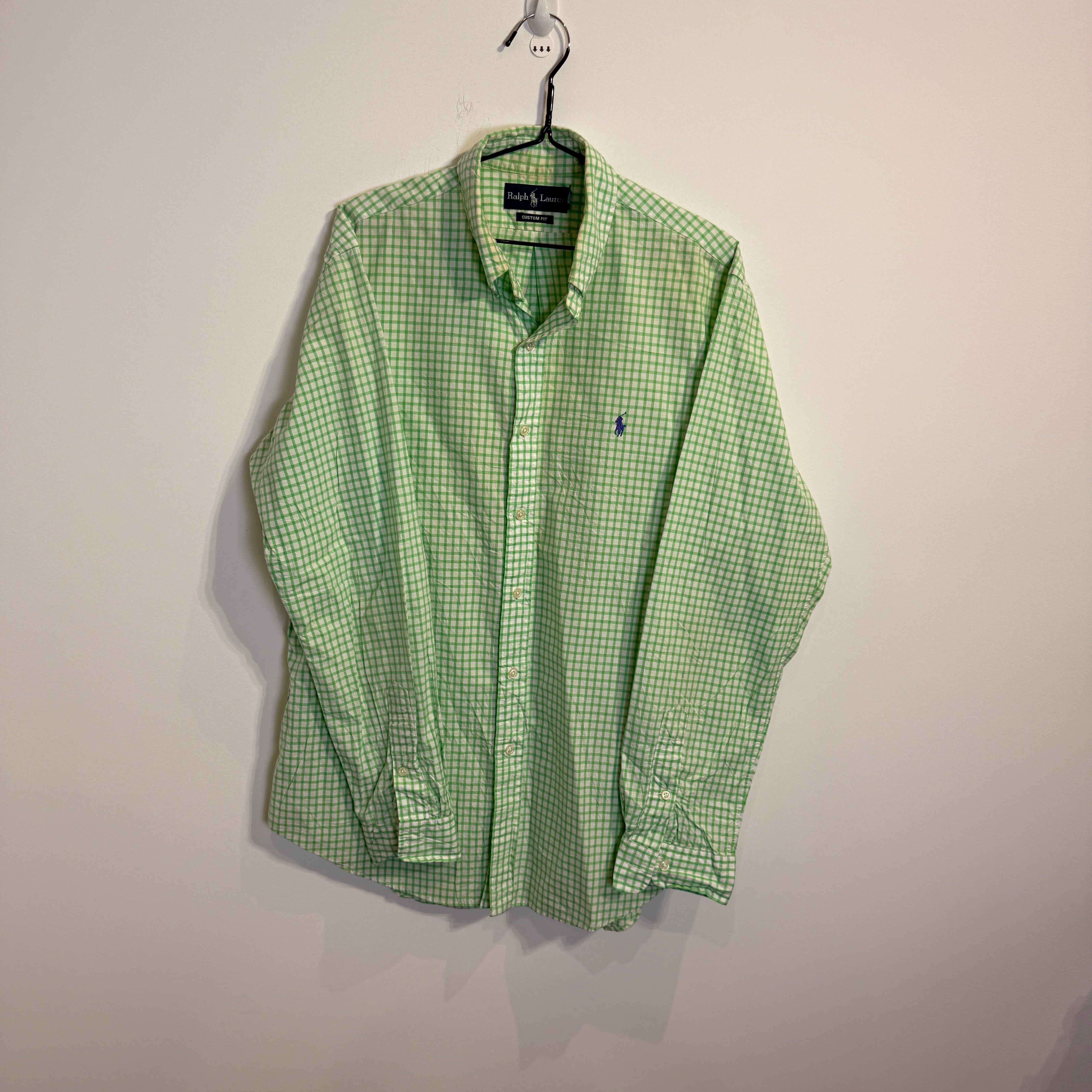 Ralph Lauren Men’s Green Grid Pattern Oxford Shirt – P675