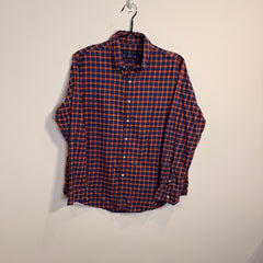 Ralph Lauren Men’s Orange and Navy Grid Oxford Shirt – P677