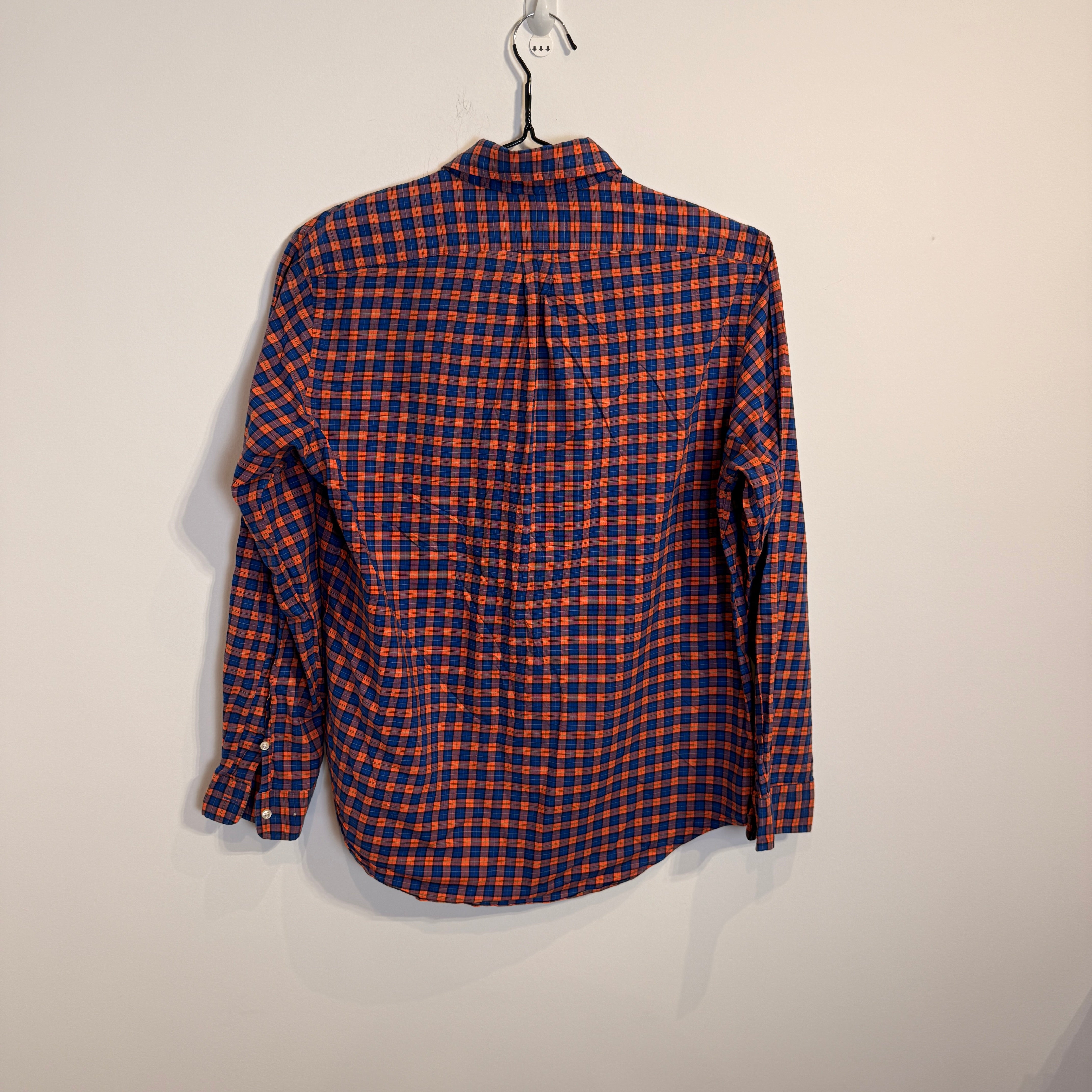 Ralph Lauren Men’s Orange and Navy Grid Oxford Shirt – P677