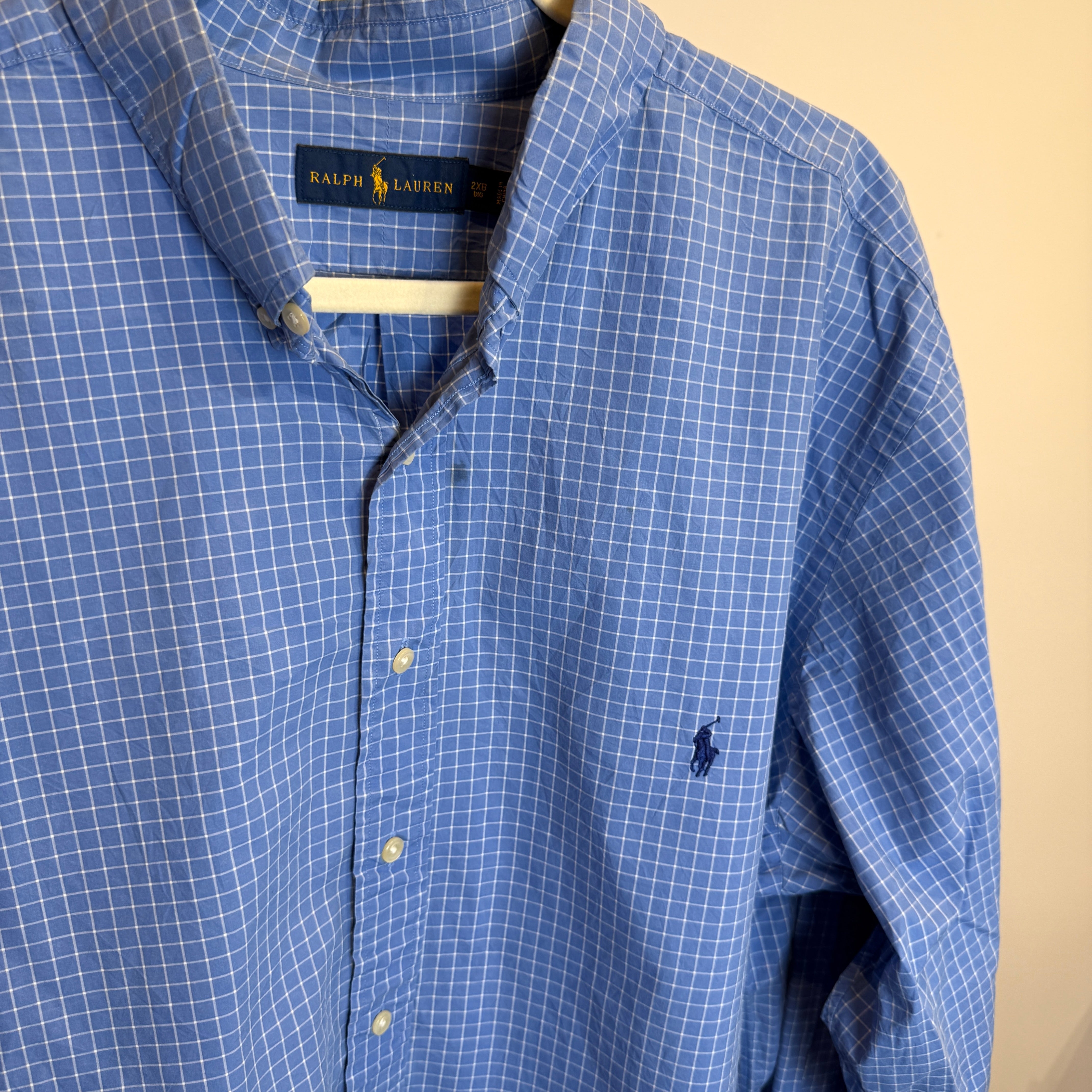 Ralph Lauren Men’s Blue Grid Oxford Short Sleeve Shirt – P678
