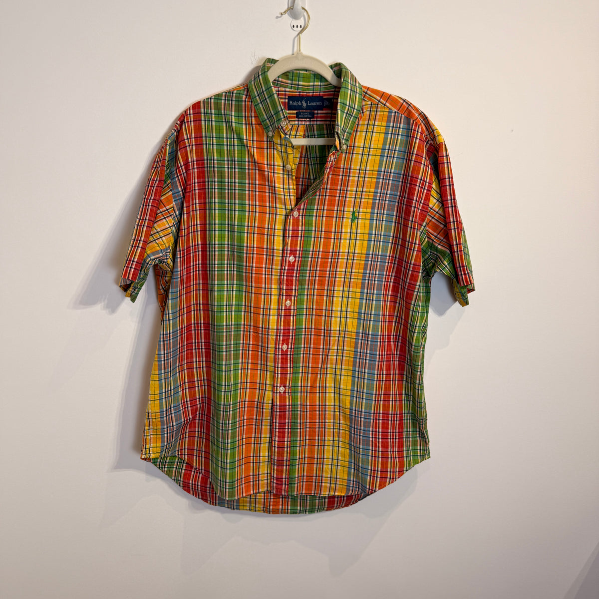 Ralph Lauren Men’s Multicolor Grid Short Sleeve Oxford Shirt – P682