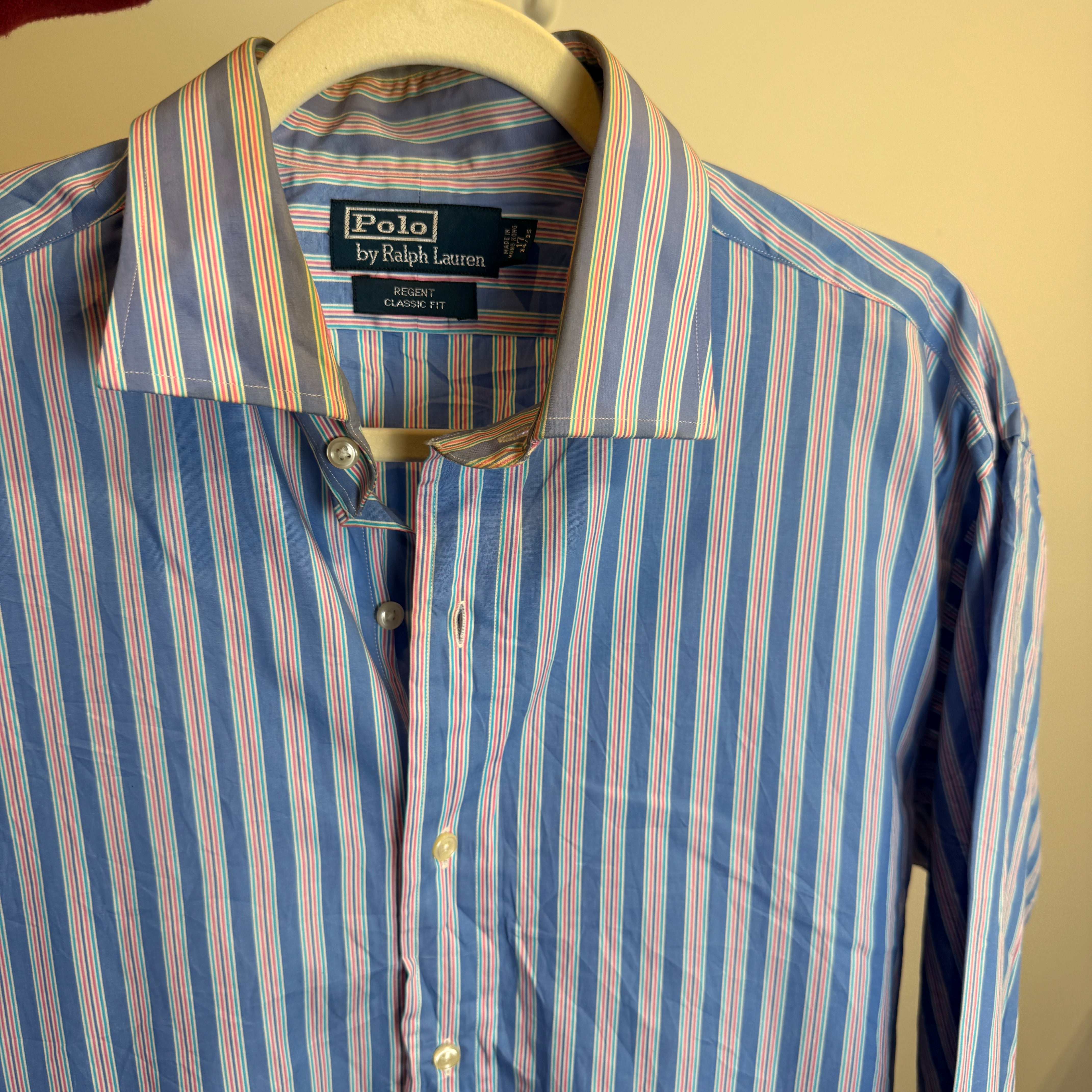 Ralph Lauren Men’s Blue Pink Striped Dress Shirt – P683