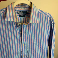Ralph Lauren Men’s Blue Pink Striped Dress Shirt – P683