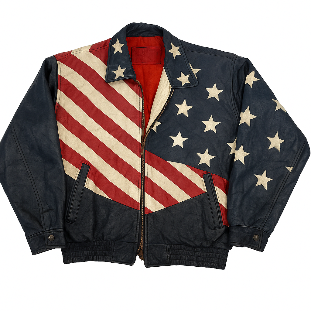 Vintage American Flag Leather Jacket