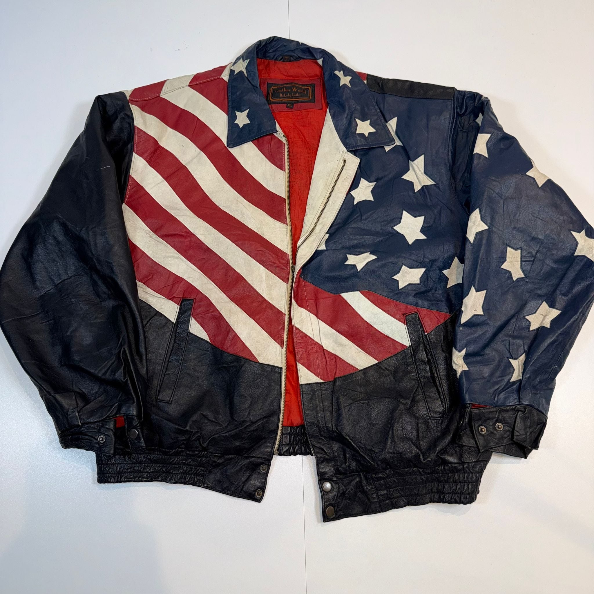 Vintage American Flag Leather Jacket