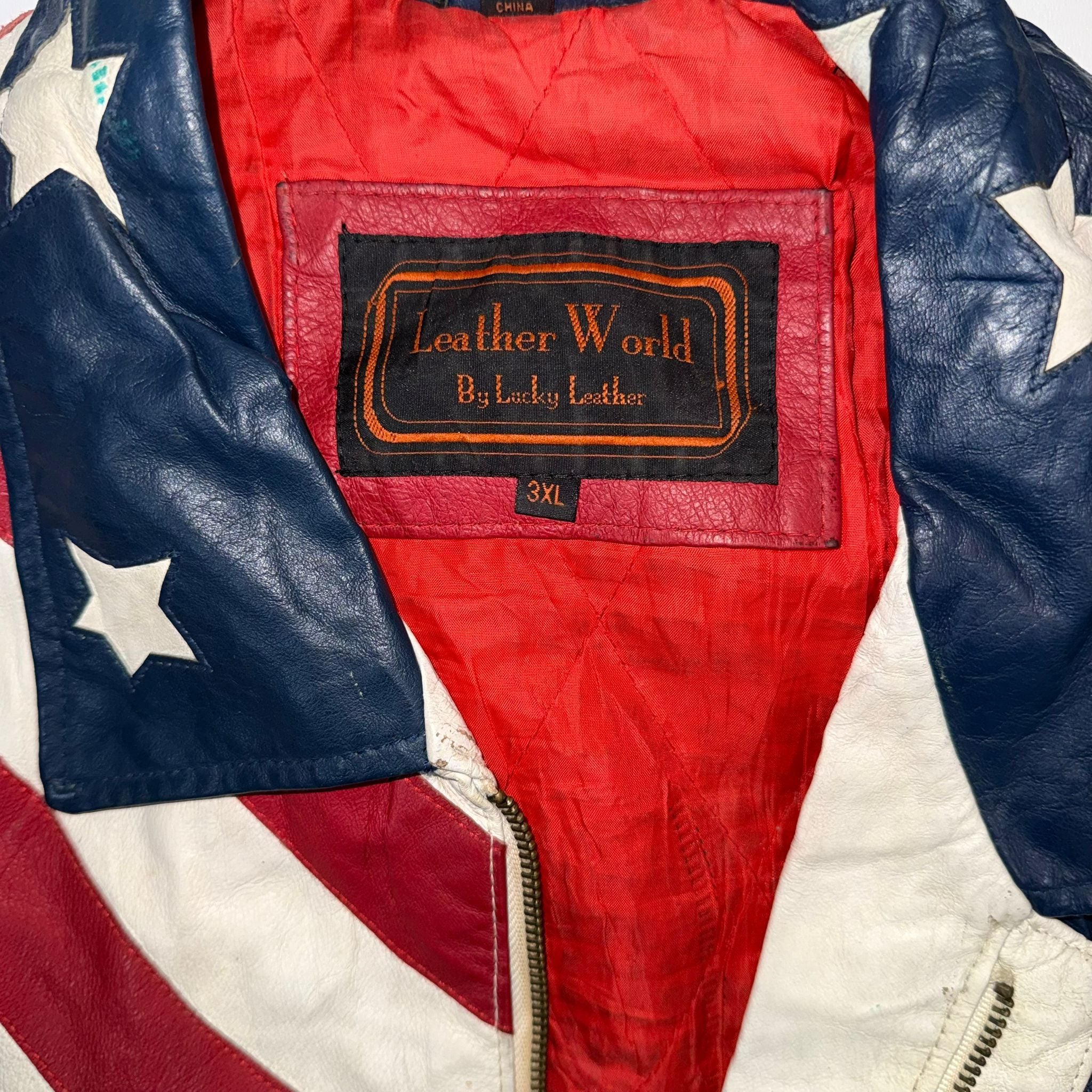 Vintage American Flag Leather Jacket