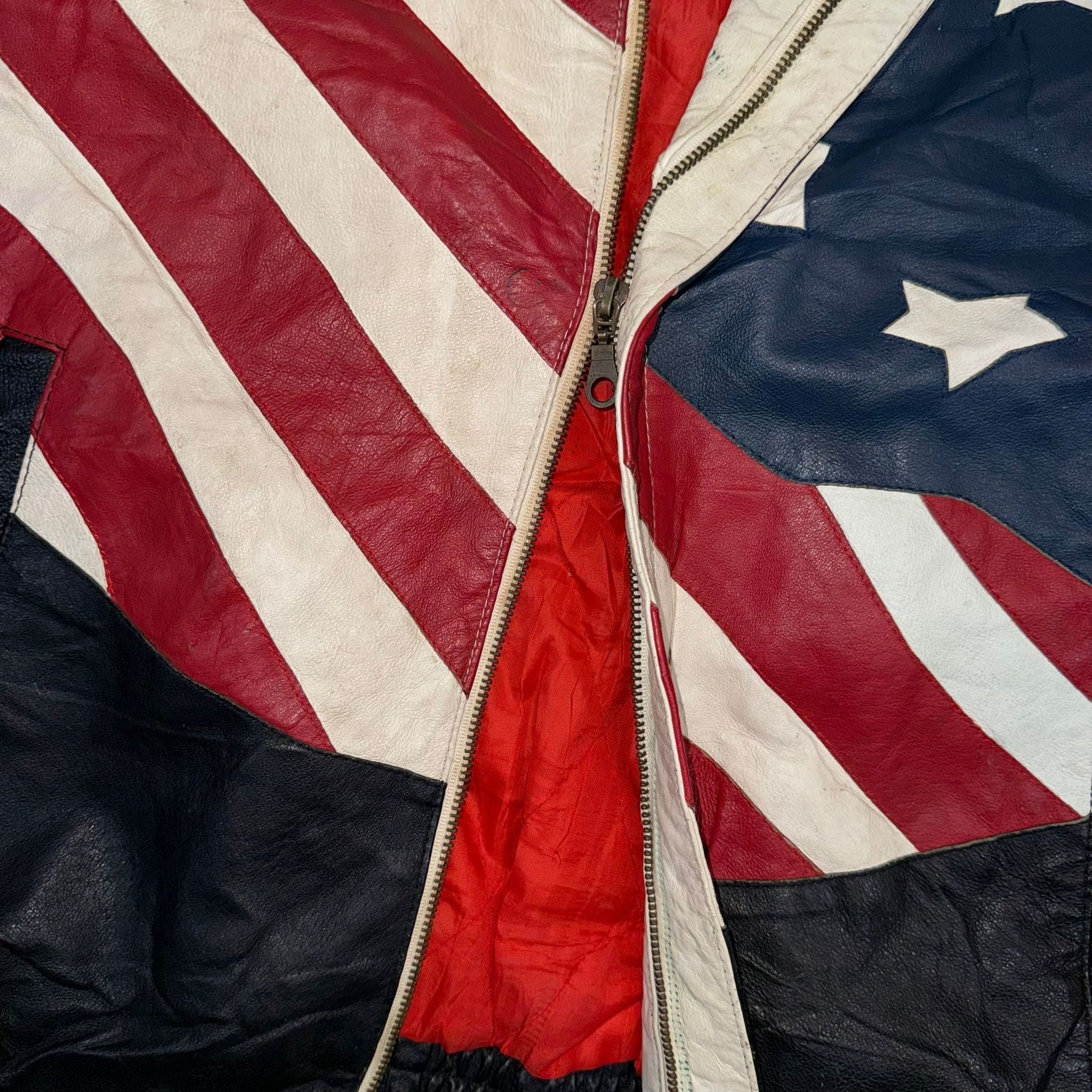 Vintage American Flag Leather Jacket