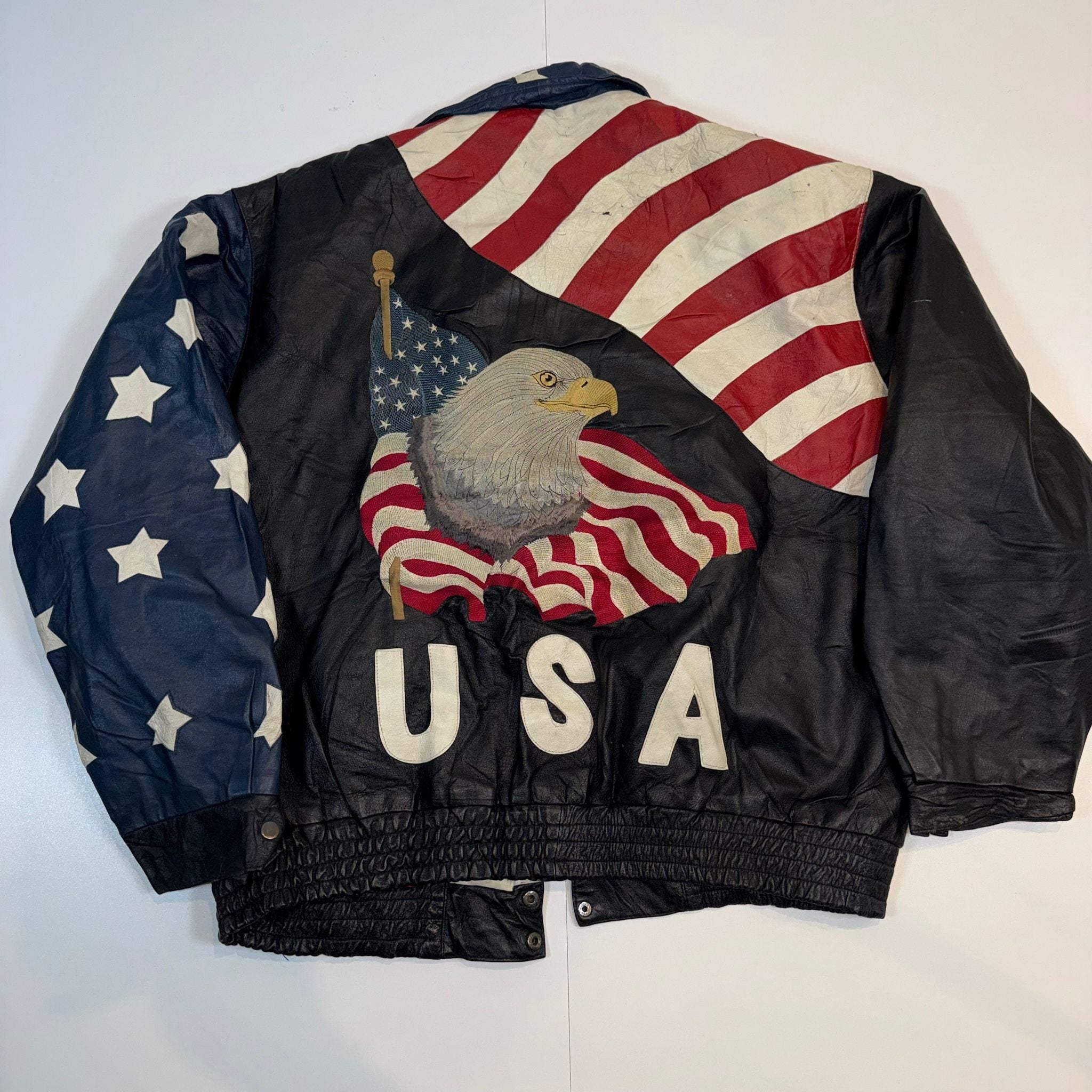 Vintage American Flag Leather Jacket