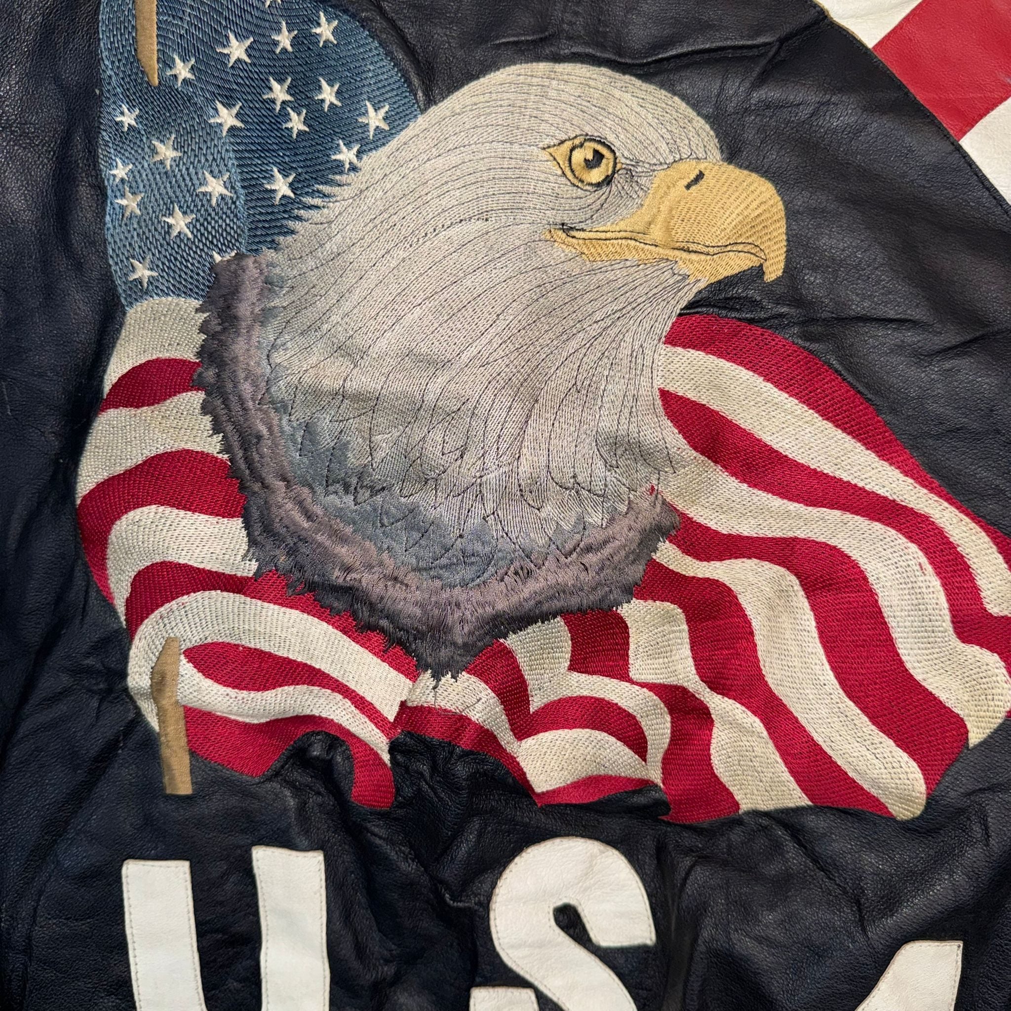 Vintage American Flag Leather Jacket