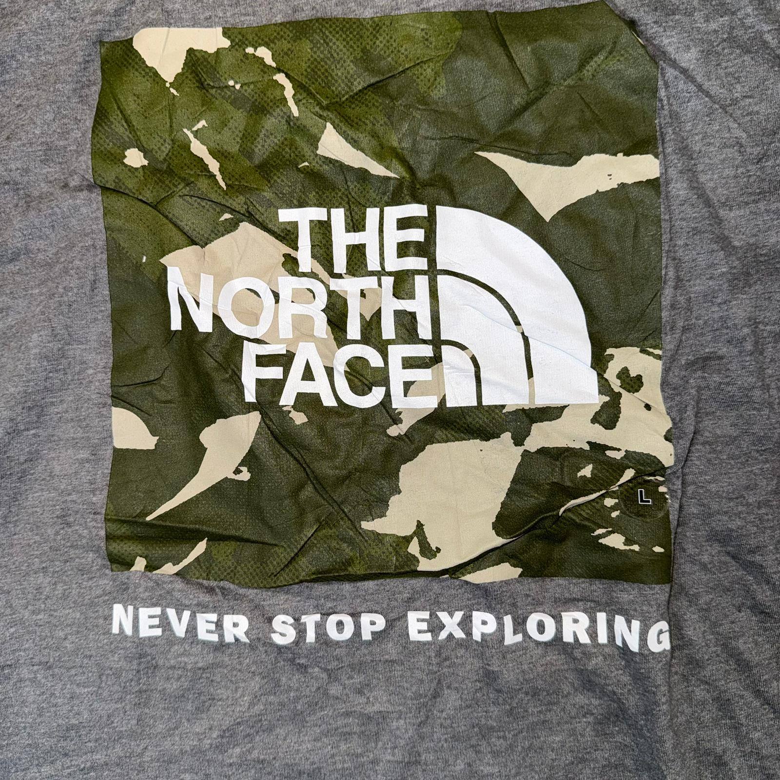 The North Face Camo Box Logo Grey T-Shirt L
