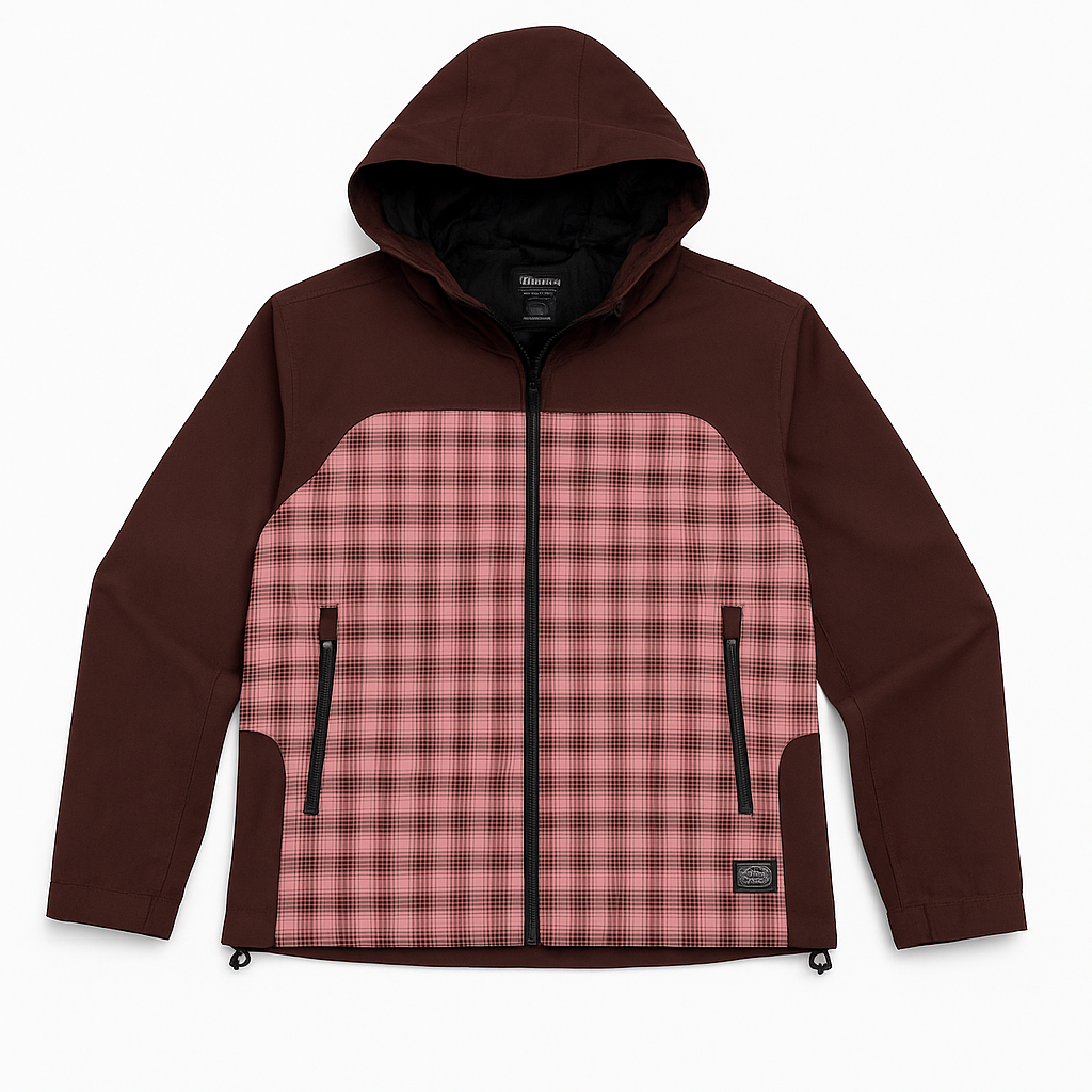 Dickies Brown and Pink Check Hooded Jacket