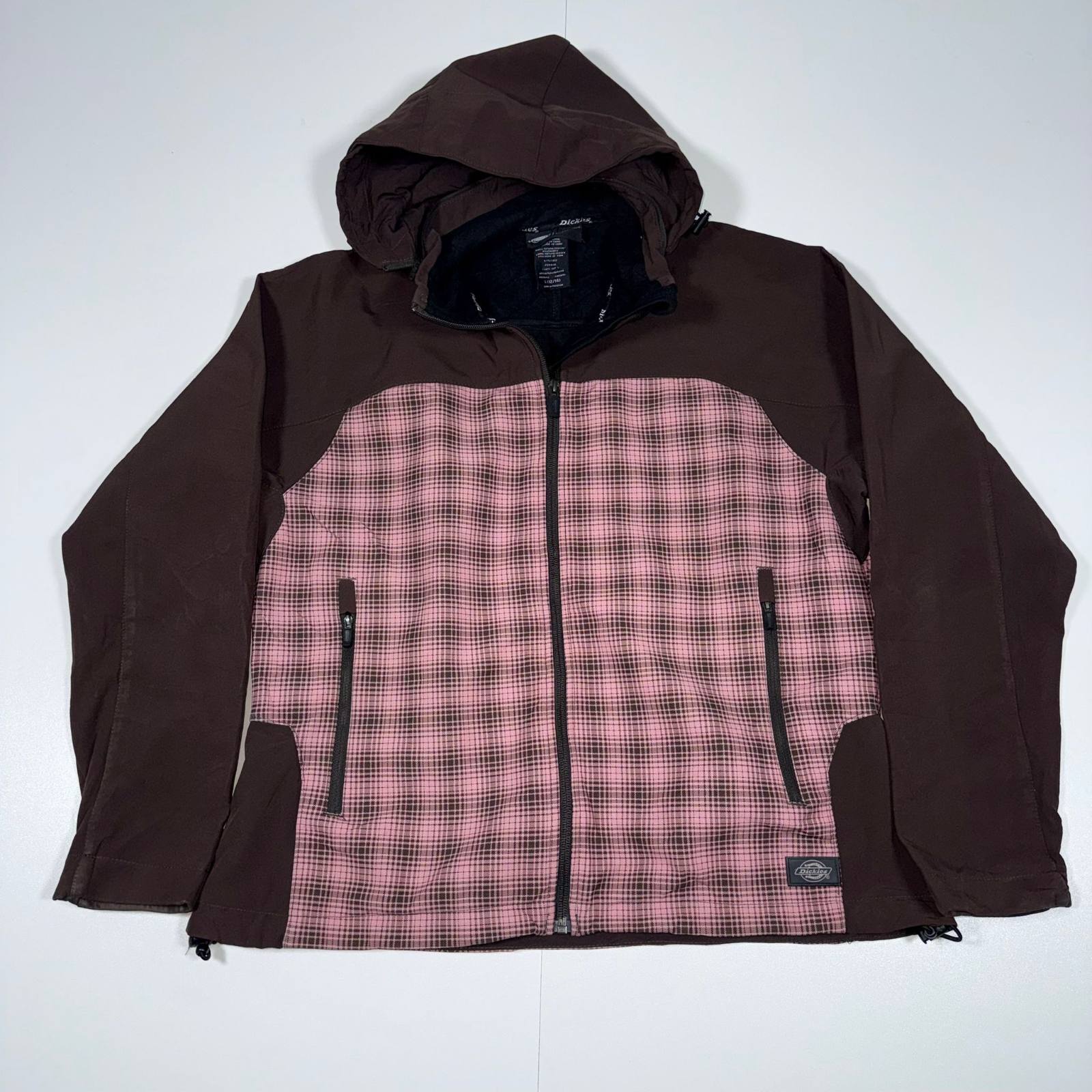 Dickies Brown and Pink Check Hooded Jacket