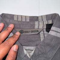 Harley-Davidson Grey & White Plaid Flannel Button-Up Shirt, Men's XL