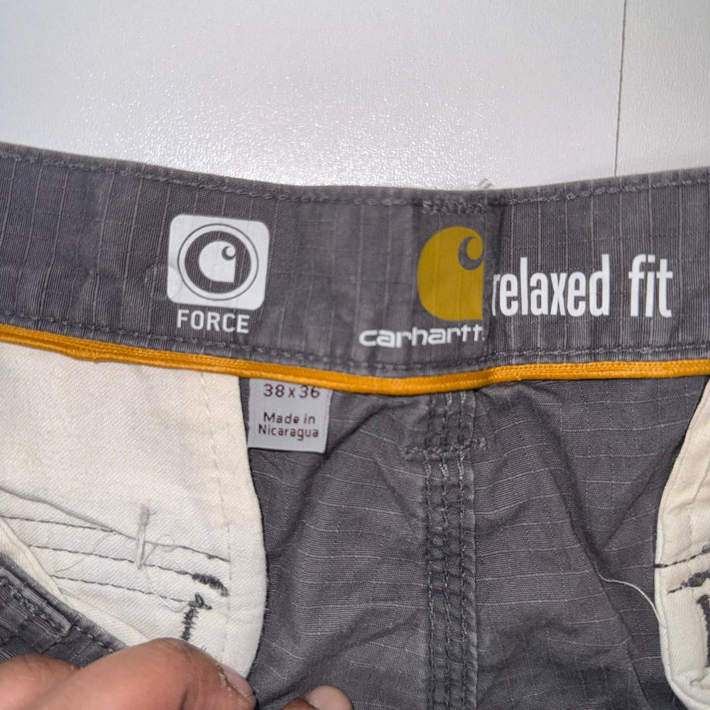 Carhartt Force Relaxed Fit Cargo Shorts Grey Ripstop Men’s Size W38