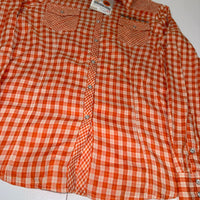 Harley Davidson Womens Gingham Snap Shirt Orange White BNWT Size L