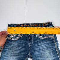 Rock Revival Jelina Embroidered Crop Jeans Blue Distressed Size 27