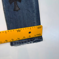Chrome Hearts Cross Patch Jeans Blue Distressed Denim 34x30 Gothic Luxury Y2K