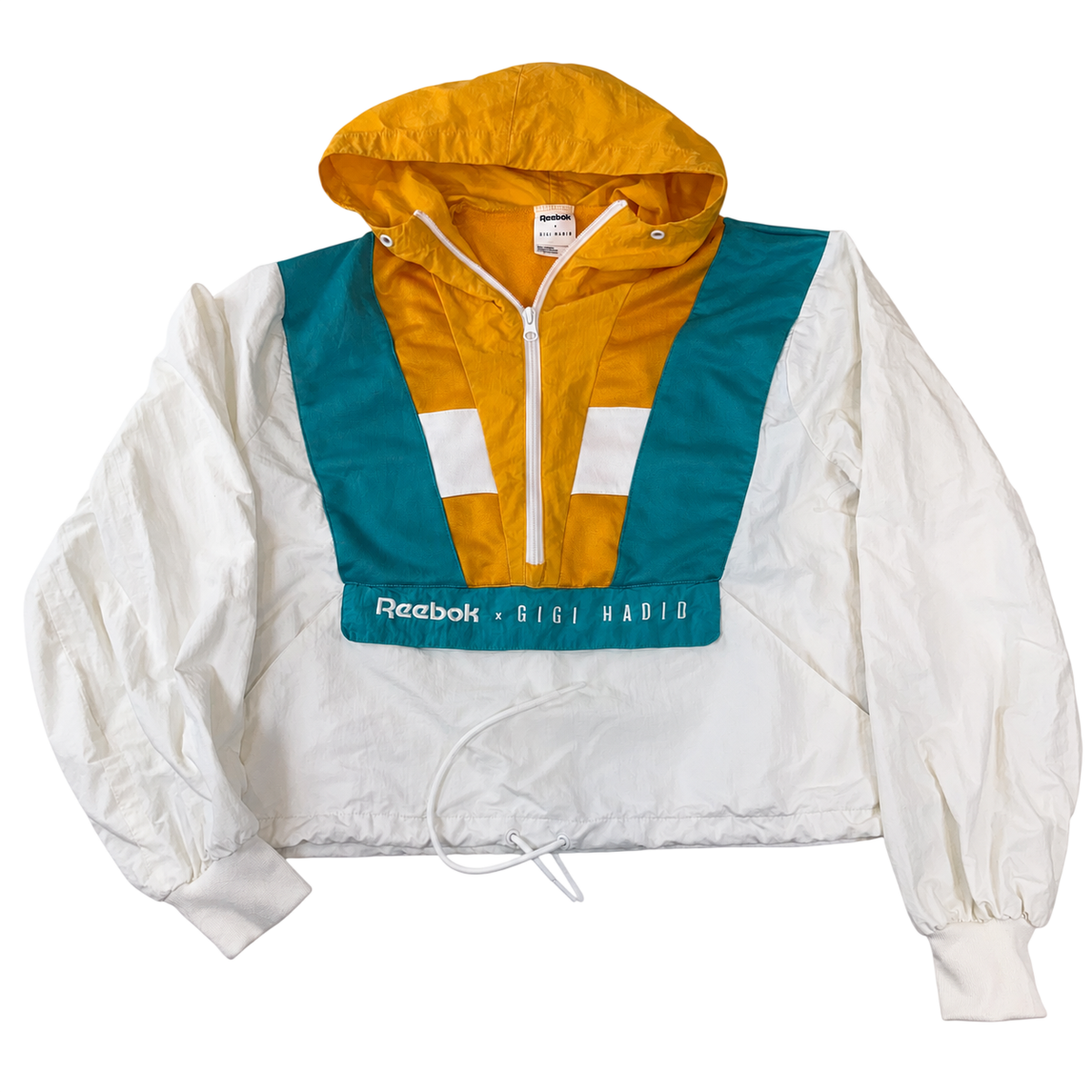 Reebok x Gigi Hadid Cropped Windbreaker Jacket Women’s XS Colorblock Hooded Pullover