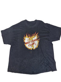 Wu-Tang Clan Graphic T-Shirt Faded Black Flame Logo Print Size 3XL