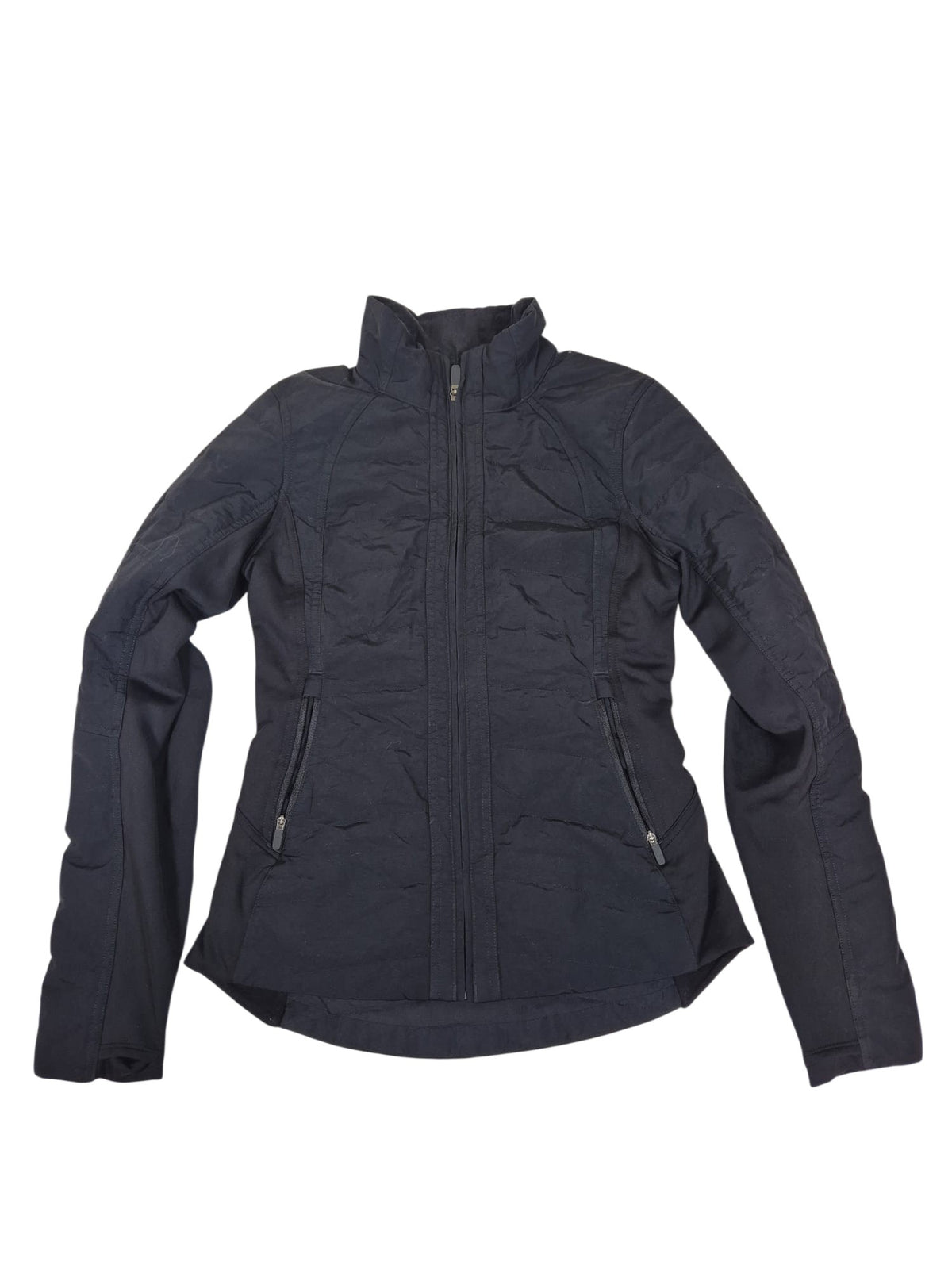 Lululemon Quilted Zip Up Running Jacket Black Fitted Peplum Size US 4/ UK 8