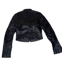Bebe Genuine Leather Cropped Biker Jacket Black Multi Zip Size S