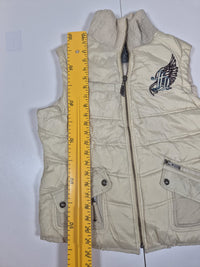Harley-Davidson Womens Puffer Vest Gilet Cream Embroidered Wings Logo Size M