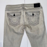 True Religion Skinny Jeans Stone Grey Contrast Stitch Denim Size 32