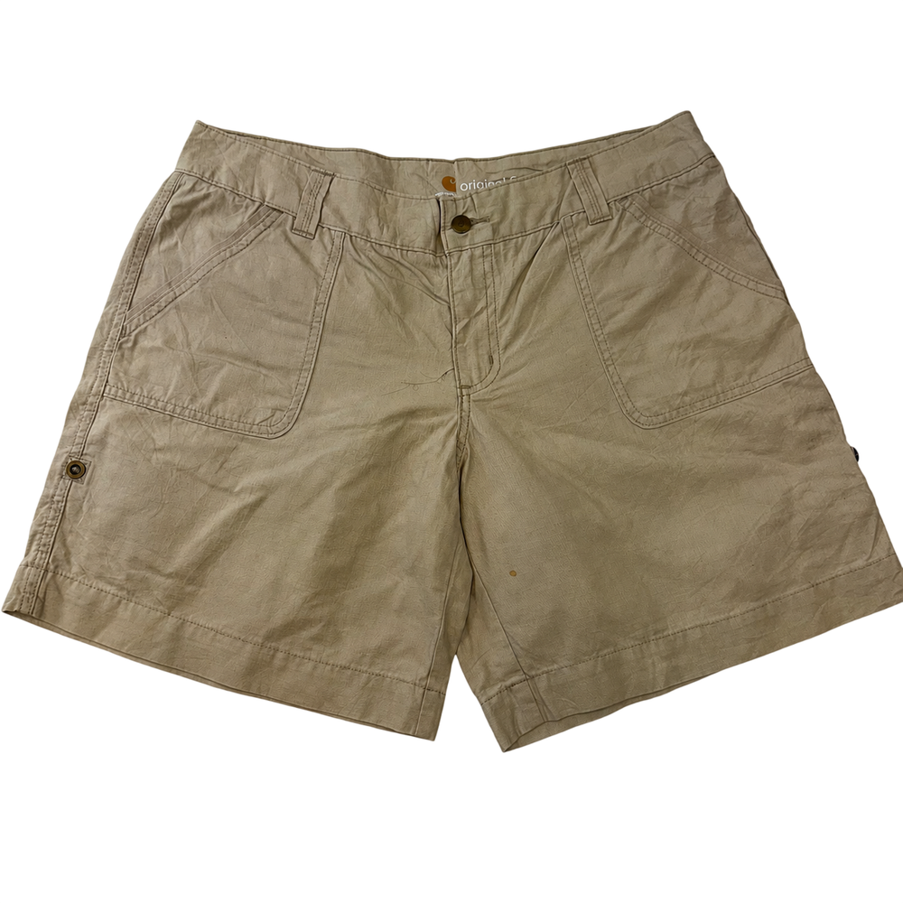 Carhartt Women’s Beige Utility Shorts Size 16 Original Fit Cotton Casual Workwear
