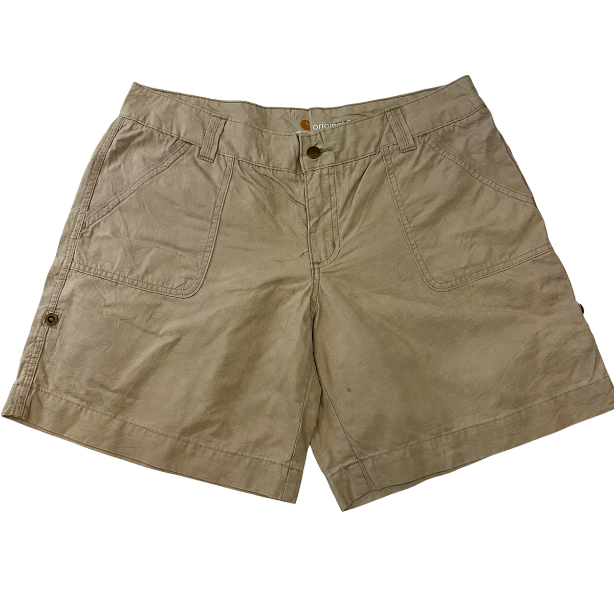 Carhartt Women’s Beige Utility Shorts Size 16 Original Fit Cotton Casual Workwear