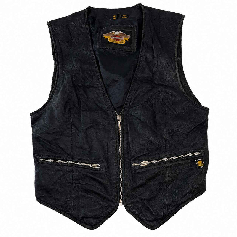 Harley-Davidson Leather Zip-Up Biker Vest, Women's Small