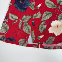 Havana Jack's Cafe Red Floral Hawaiian Vest Coconut Buttons Rayon Size 2X