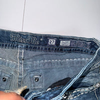 Miss Me Signature Slim Boot Jeans Crystal Wing Pockets Blue Size 27 Bootcut