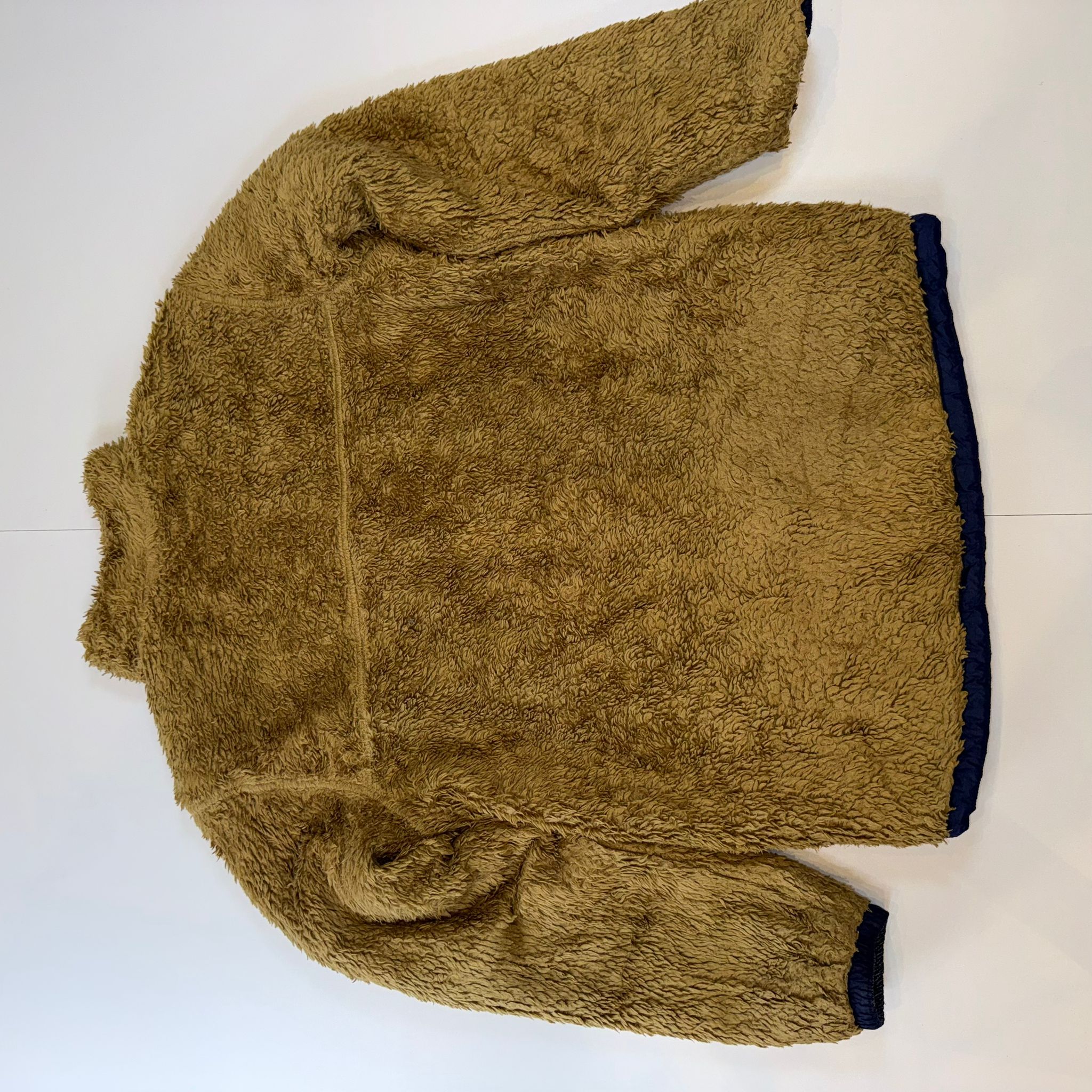 The North Face Reversible Sherpa Fleece Puffer Jacket Boys LG 14/16 Navy Brown Winter Coat
