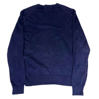 Polo Ralph Lauren Pima Cotton V-Neck Jumper Navy Blue Mens Size M