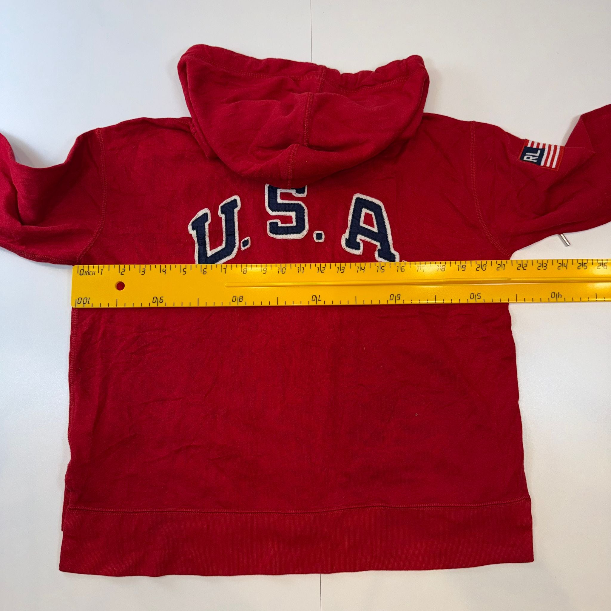 Polo Ralph Lauren USA Big Pony Red Zip Hoodie Jacket Men’s Medium M RL Flag Patch