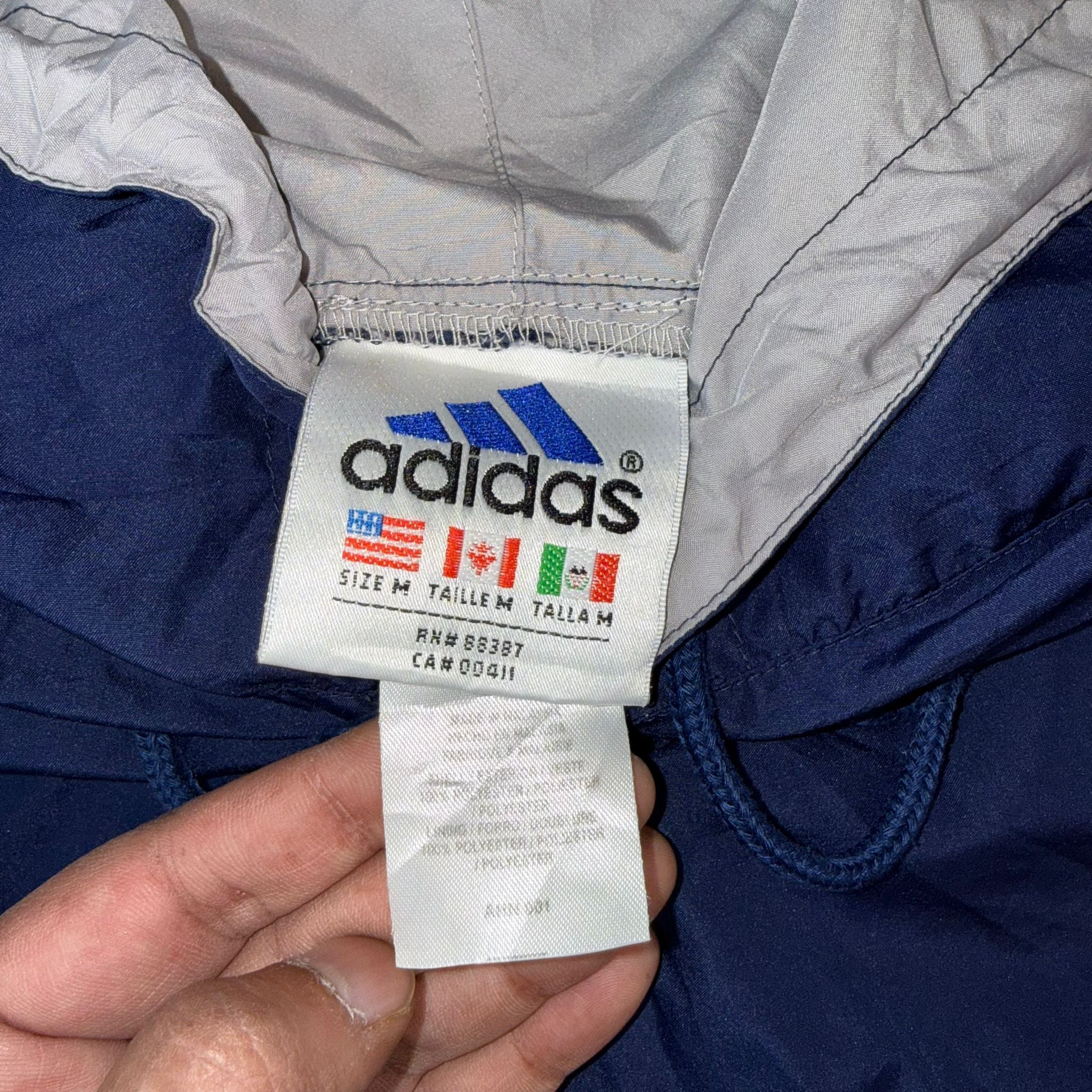 Vintage Adidas Blue Pullover Windbreaker Jacket Hooded