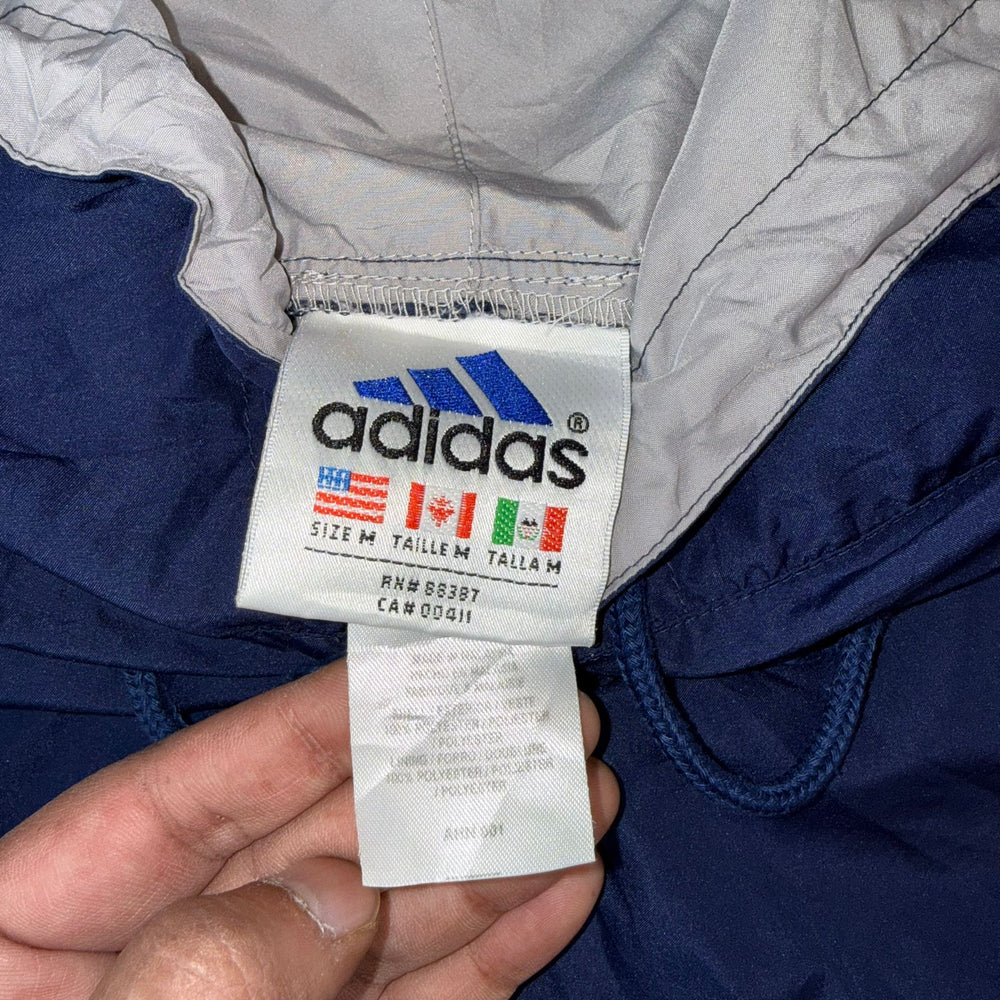Vintage Adidas Blue Pullover Windbreaker Jacket Hooded
