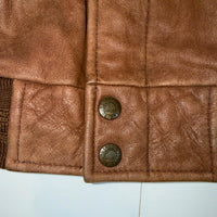 Roundtree & Yorke Genuine Leather Brown Bomber Jacket XL Vintage Aviator Flight Jacket