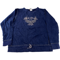 Harley-Davidson Women’s Blue Sweatshirt Top XL Embroidered Eagle Logo Drawstring Hem