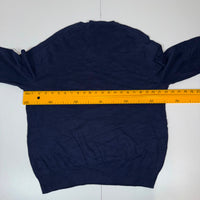 Polo Ralph Lauren V-Neck Jumper Navy Fine Knit Mens Size L