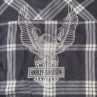 Harley-Davidson Grey & White Plaid Flannel Button-Up Shirt, Men's XL