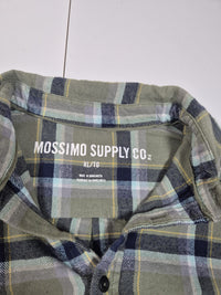 Mossimo Supply Co Flannel Shirt Olive Green Check Chest Pockets Size XL