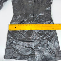 Bebe Genuine Leather Trench Coat Black Fitted Longline Size XS